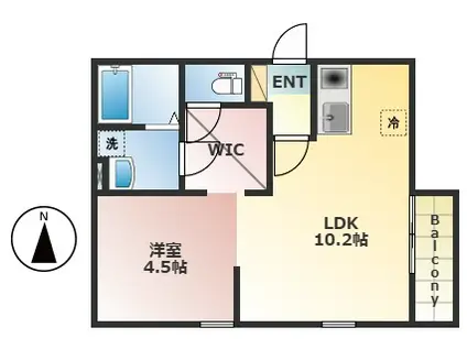 NATURE AOBADAI(1LDK/2階)の間取り写真