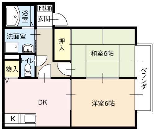 アネックス福来(2DK/1階)の間取り写真