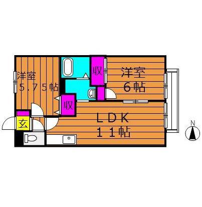 CALMHILLS2番館(2LDK/1階)の間取り写真