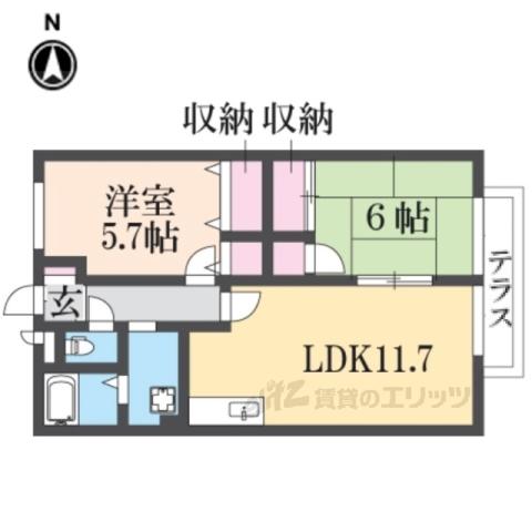 ハイランドコートⅡ(2LDK/1階)の間取り写真