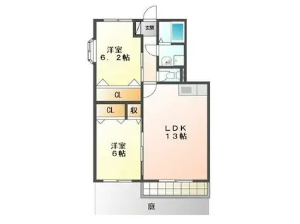 ベルバランセK壱番館(2LDK/1階)の間取り写真