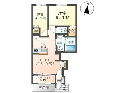 プレシャスII(2LDK/1階)の間取り写真