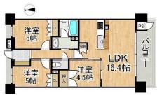 ワコーレ姫路オーナーズレジデンス(3LDK/6階)の間取り写真