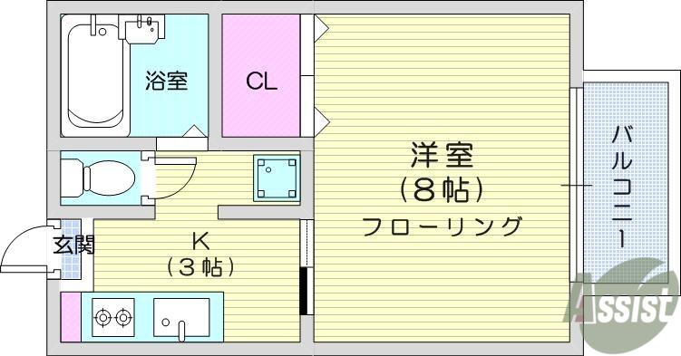 連坊エステート(1K/2階)の間取り写真