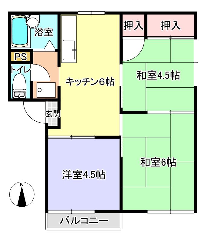 コーポアルビオン(3DK/1階)の間取り写真