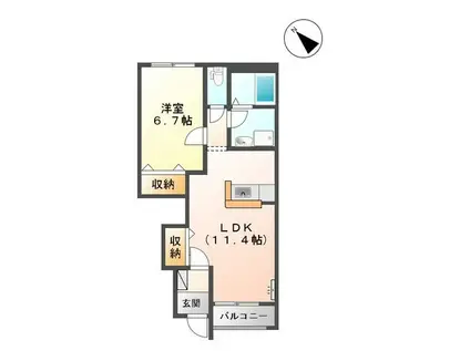 アース・カラー(1LDK/1階)の間取り写真