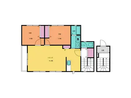 和田河原共同(2LDK/2階)の間取り写真