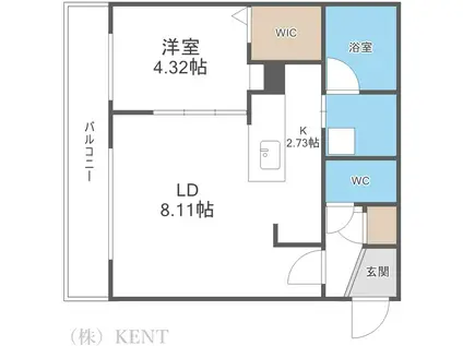 GRANDUKE八軒GENE(1LDK/1階)の間取り写真
