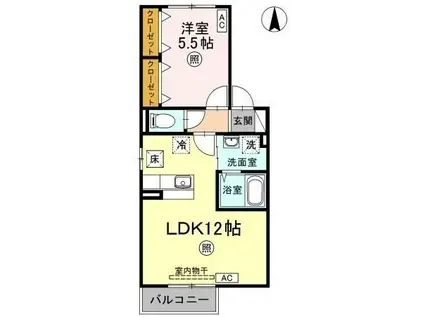 カラバッシュ(1LDK/1階)の間取り写真