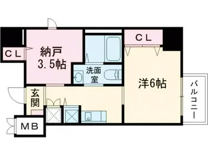 ディアコート宿屋町(2K/9階)の間取り写真