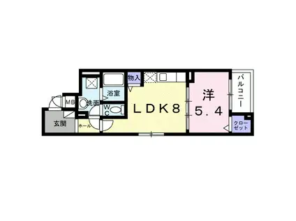 モンテリザイア紀和(1LDK/2階)の間取り写真