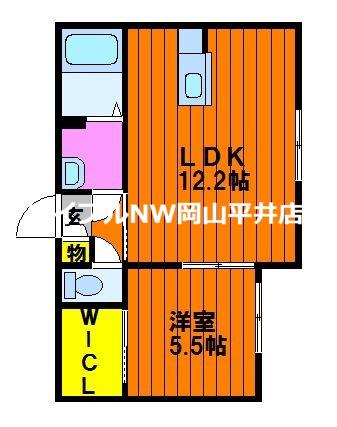 スカイメゾン(1LDK/2階)の間取り写真
