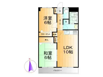 LEAFハヤマ(2LDK/3階)の間取り写真