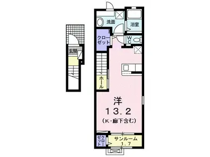 ソフィア 山本(ワンルーム/2階)の間取り写真