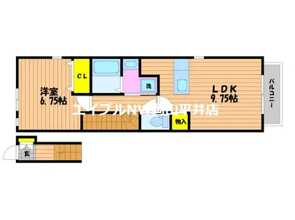 キャトルセゾン(1LDK/2階)の間取り写真