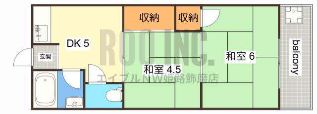かもめ荘(2K/3階)の間取り写真