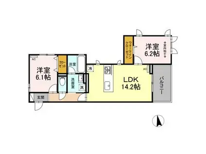 グラングラサ(2LDK/2階)の間取り写真