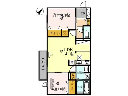 アグレアーブル(2LDK/2階)の間取り写真