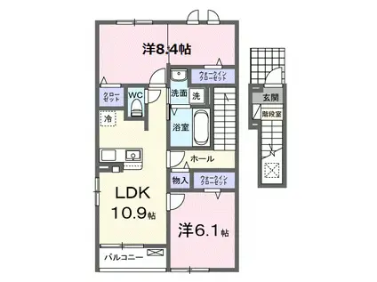 エル・アヴェニール(2LDK/2階)の間取り写真