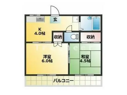 山口ハイツB(2DK/2階)の間取り写真