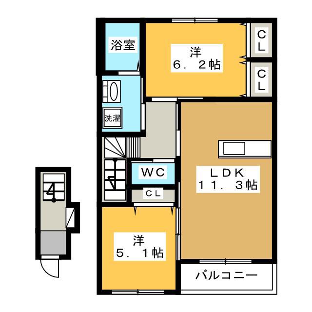 グレイス(2LDK/2階)の間取り写真