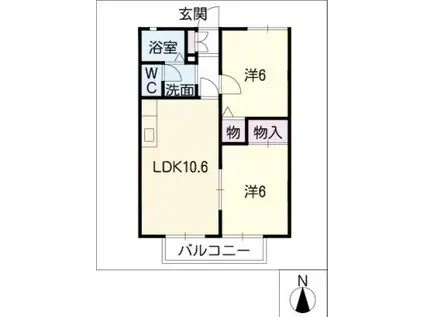 グリーンステージ柱六番(2LDK/2階)の間取り写真