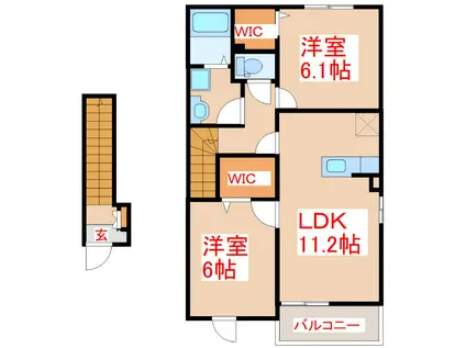ヴューハウス ネオII(2LDK/2階)の間取り写真