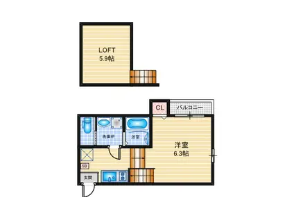ハーモニーテラス十番町I(1SK/1階)の間取り写真