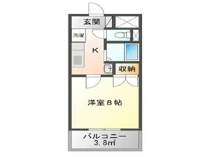 グランドール弐番館(1K/4階)の間取り写真