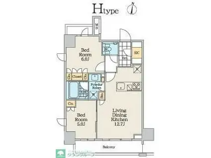 クレストコート中野富士見町(2LDK/4階)の間取り写真