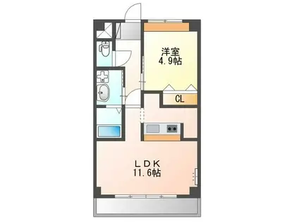 ライツ南曽根(1LDK/1階)の間取り写真