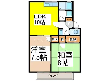 メゾンリポーズA棟(2LDK/2階)の間取り写真