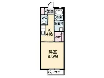 カーサ・ア・コルテI(1K/2階)の間取り写真