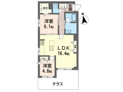 レゾンクレール(2LDK/2階)の間取り写真