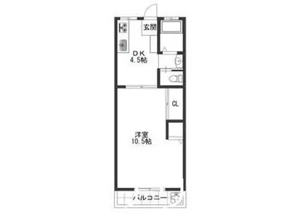 コーポ光(1DK/3階)の間取り写真