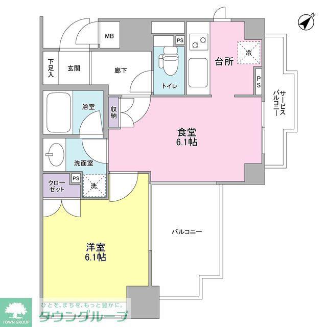 アルス恵比寿メイクス(1DK/6階)の間取り写真