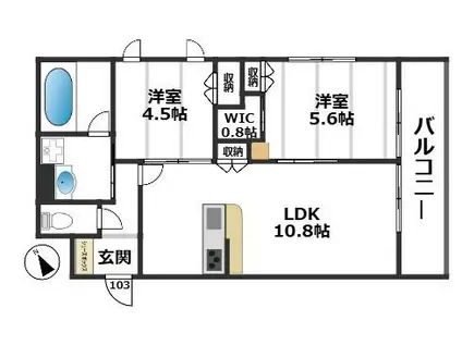 グランド フルーレ浮間舟渡(2LDK/1階)の間取り写真
