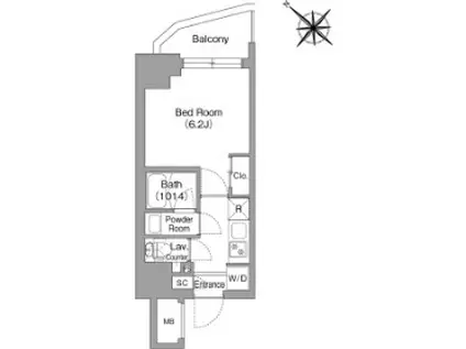 コンフォリア・リヴ横浜平沼(1K/6階)の間取り写真