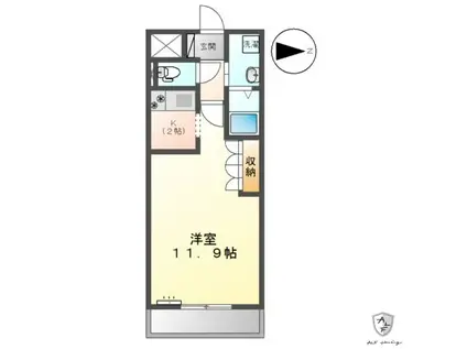 ヴァンベール(1K/1階)の間取り写真