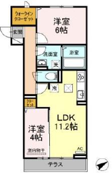 ジェルメII(2LDK/1階)の間取り写真