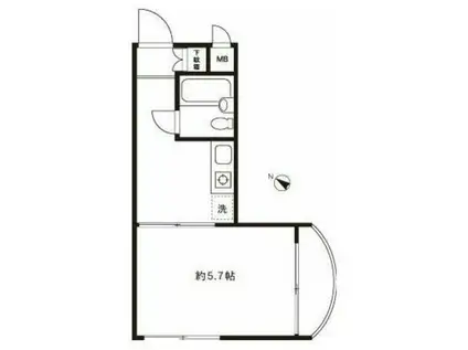 ピア清水(1K/3階)の間取り写真