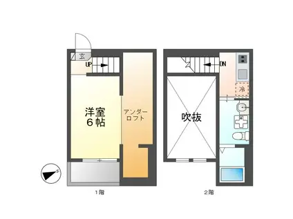 CIEL 五女子(1K/2階)の間取り写真