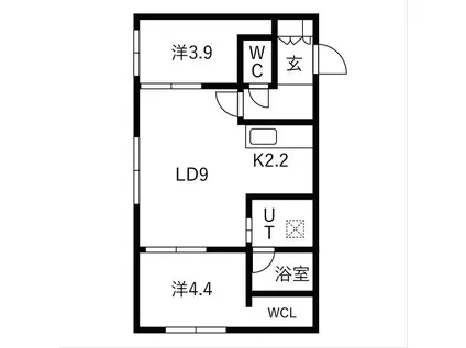 メルヴェーユ麻生(2LDK/4階)の間取り写真