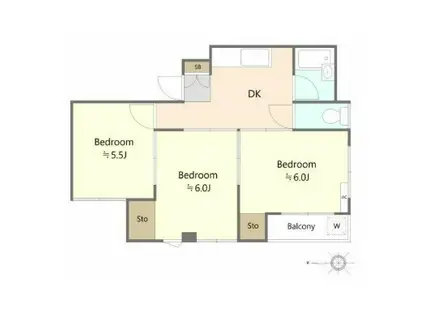 山根ビル(3DK/3階)の間取り写真