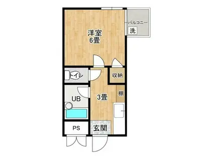 PLAZA・M・V(1K/2階)の間取り写真