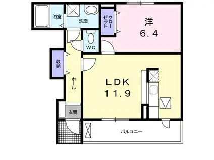 アルモニーII(1LDK/1階)の間取り写真