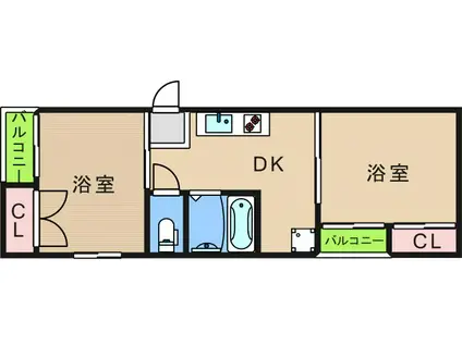 エトワール住之江(2DK/1階)の間取り写真