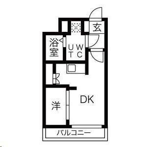 アスコット八幡(1DK/1階)の間取り写真