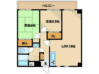 ジョイ相模大野(2LDK/6階)の間取り写真