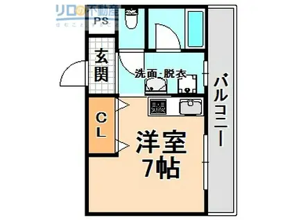 デューNH新伊丹(ワンルーム/3階)の間取り写真